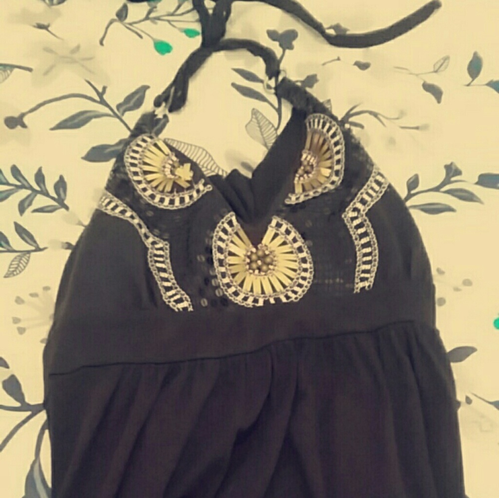 Black one strap around the neck dress